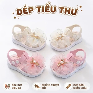 Dép sandal quai hậu đính thỏ nơ voan cho bé gái từ 1-4 tuổi ShinHome