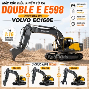 Máy xúc điều khiển từ xa double eagle volvo e598 bản 2025 17 kênh điều khiển cao cấp cỡ lớn giá rẻ, đồ chơi điều khiển