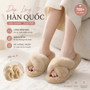 Dép Lông Nữ Đi Trong Nhà Êm Chân – Dép Bông Hàn Quốc Đế Mềm Chống Trượt