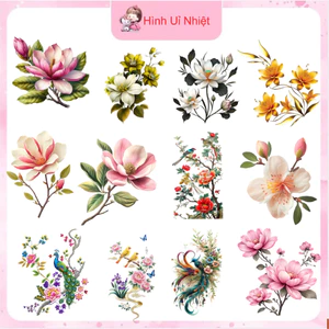 Hình in pét ủi nhiệt,mẫu HOA LÁ nhiều mẫu nhiều size,ủi tại nhà bằng bàn là bàn ủi