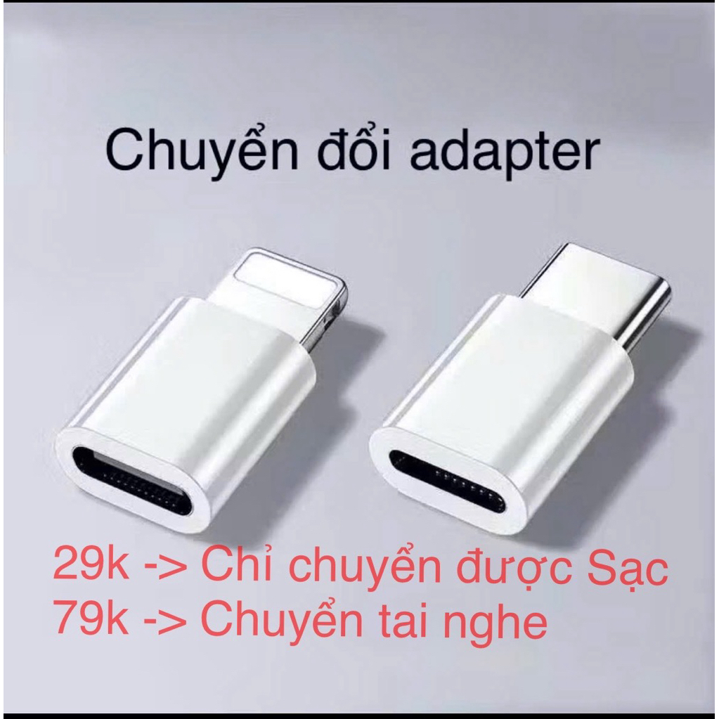 Đầu chuyển nguồn cổng chỉ để sạc ( tai nghe loại 79k mới dùng được )
