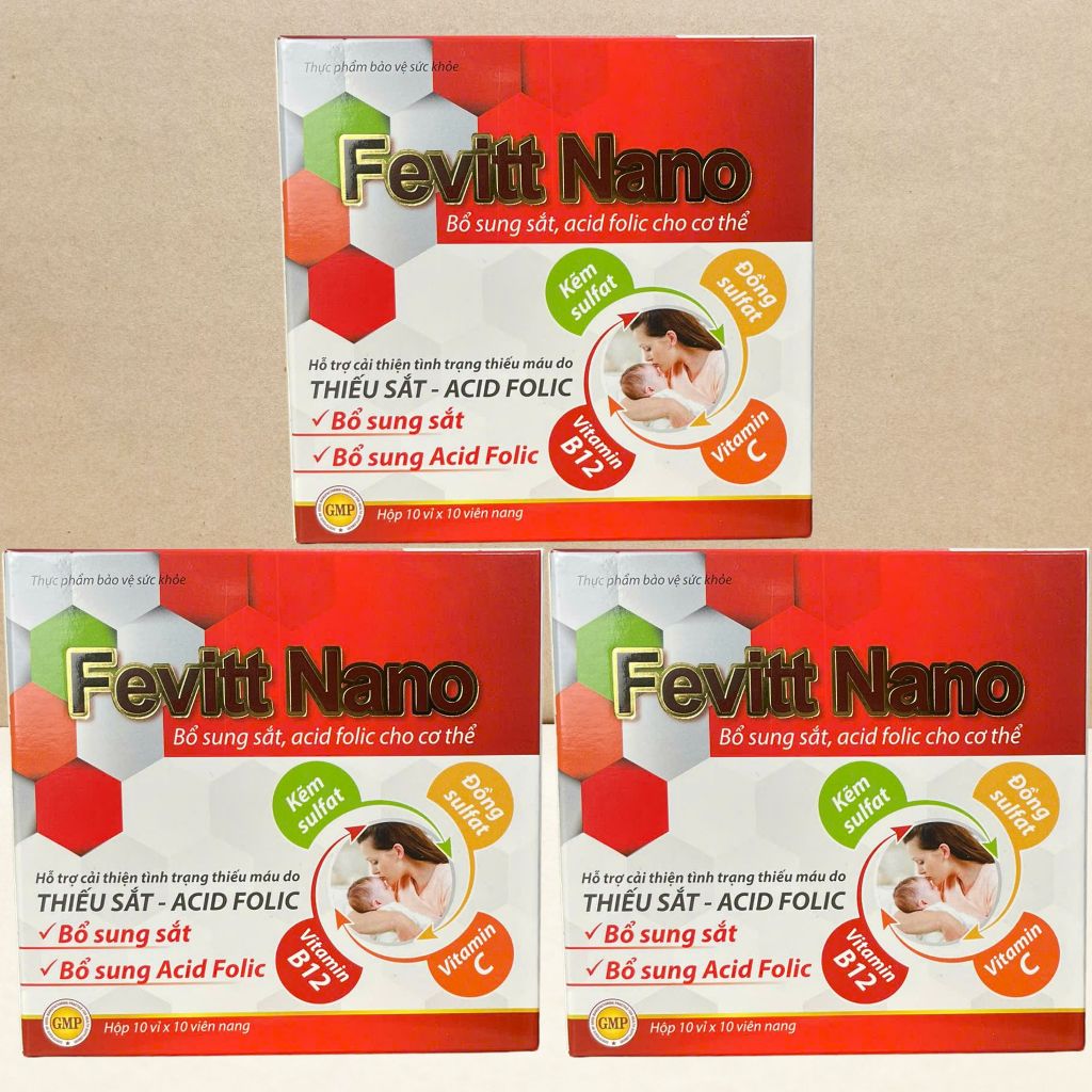Combo 3 Hộp (4M) Fevitt Nano Chữ Đen 100 Viên - Rostex - Vinaphar - Vitamin Chữa Lành