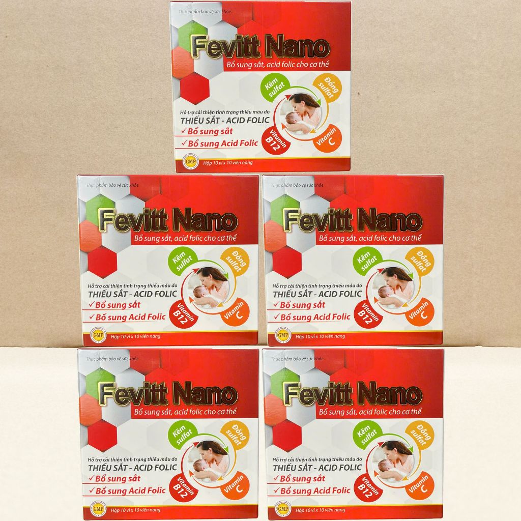 Combo 5 Hộp (4M) Fevitt Nano Chữ Đen 100 Viên - Rostex - Vinaphar - Vitamin Chữa Lành