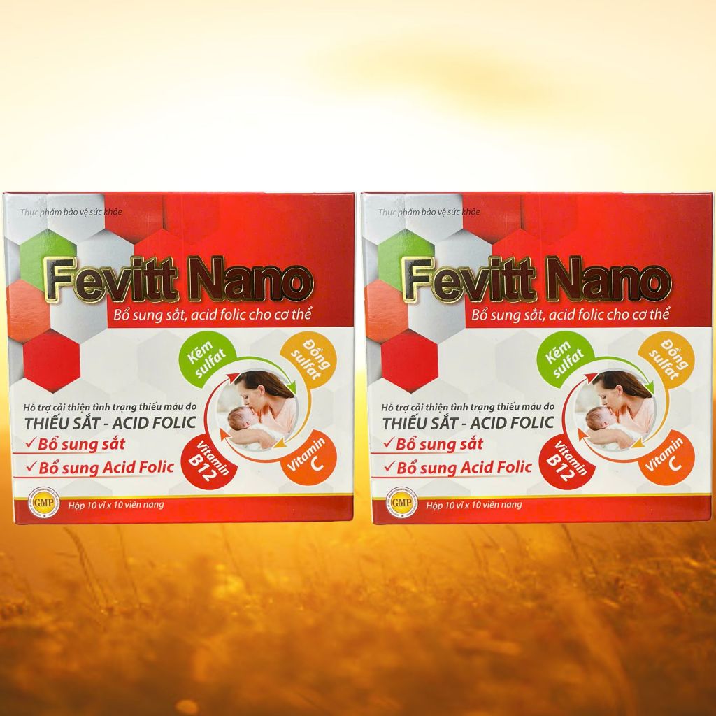 Combo 2 Hộp (4M) Fevitt Nano Chữ Đen 100 Viên - Rostex - Vinaphar - Vitamin Thanh Lọc