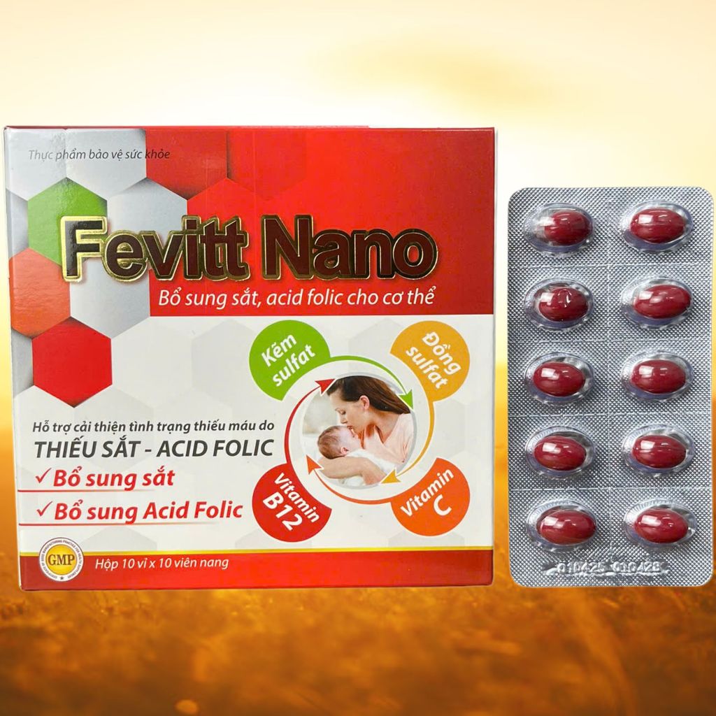 Combo 2 Hộp (4M) Fevitt Nano Chữ Đen 100 Viên - Rostex - Vinaphar - Vitamin Thanh Lọc