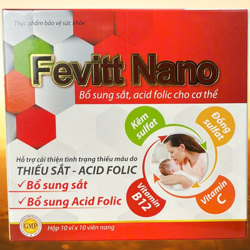 Combo 2 Hộp (4M) Fevitt Nano Chữ Đen 100 Viên - Rostex - Vinaphar - Vitamin Thanh Lọc