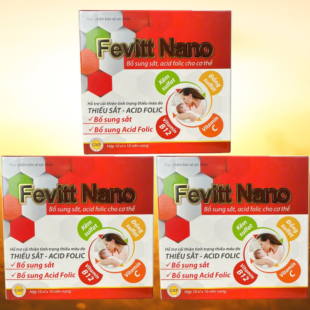 Combo 2 Hộp (4M) Fevitt Nano Chữ Đen 100 Viên - Rostex - Vinaphar - Vitamin Thanh Lọc