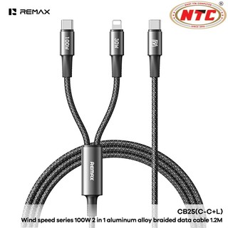 Cáp sạc nhanh 2in1 Remax CB25 TypeC to TypeC 100W, TypeC to LaiNing PD 30W, Dài 1.2M (Đen) - Phụ Kiện Nhất Tín