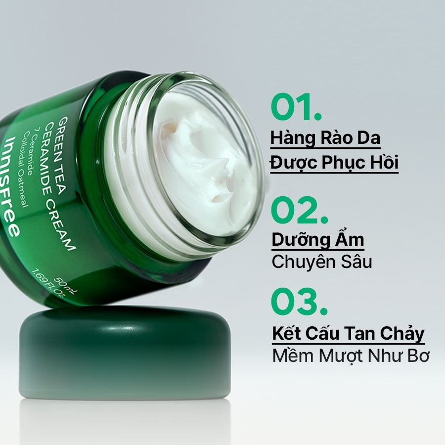 INNISFREE x Kem dưỡng cấp ẩm, phục hồi INNISFREE Green Tea Ceramide Cream 50ML