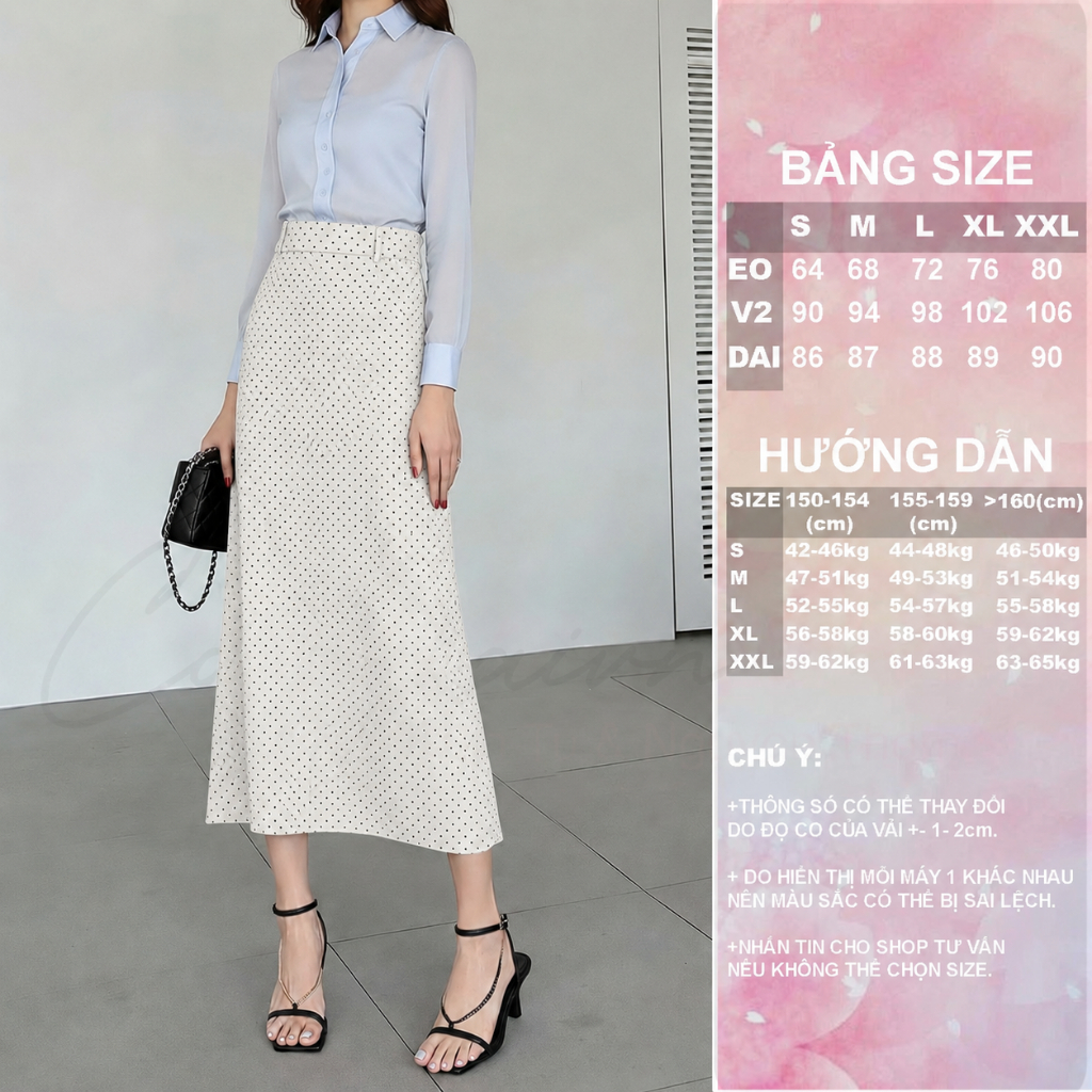 [Congaivn] Chân váy cạp cao dáng A dài CV40, vải đẹp, dày dặn đứng form, tôn dáng.