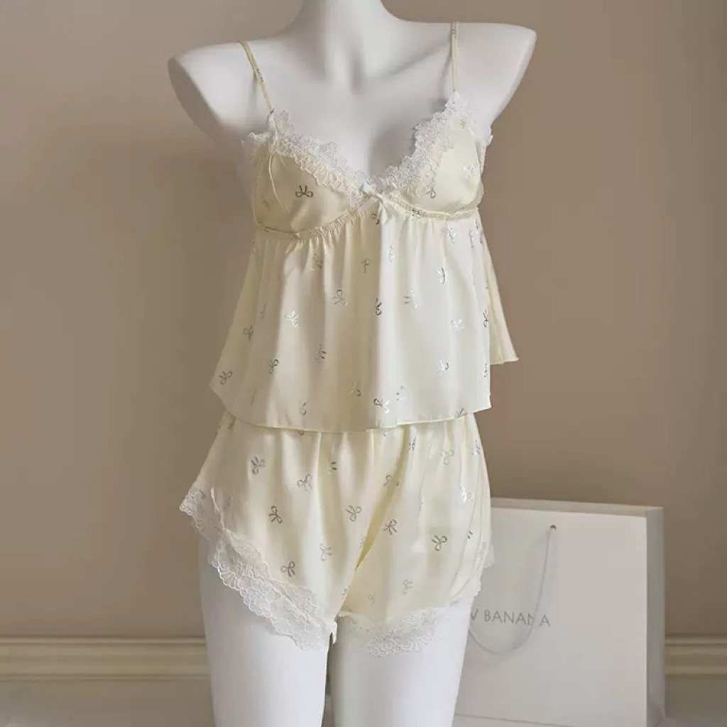 Bộ 2 dây vân nơ dáng croptop hàng QC loại 1