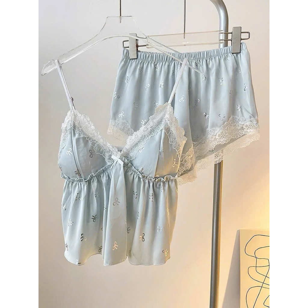 Bộ 2 dây vân nơ dáng croptop hàng QC loại 1