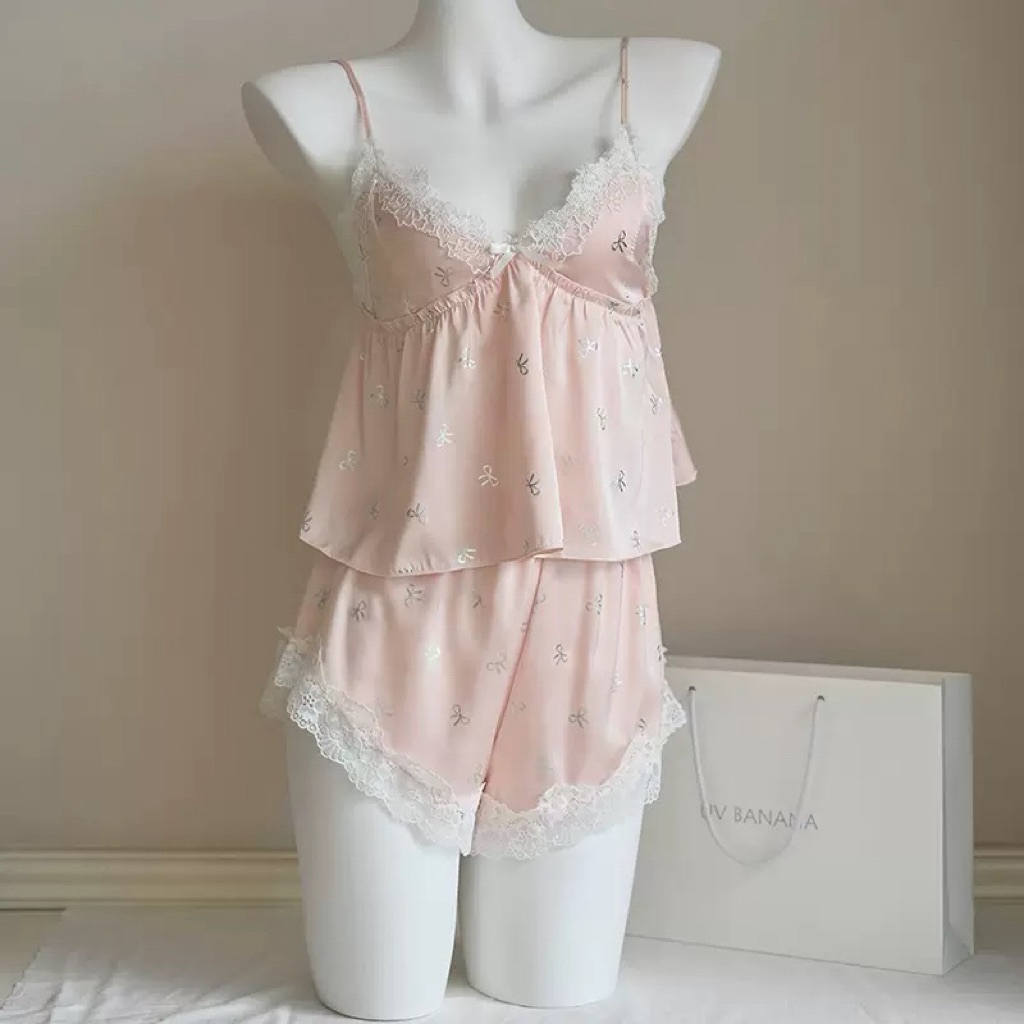 Bộ 2 dây vân nơ dáng croptop hàng QC loại 1