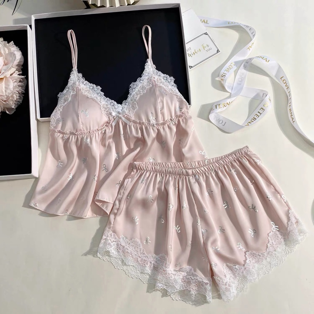 Bộ 2 dây vân nơ dáng croptop hàng QC loại 1