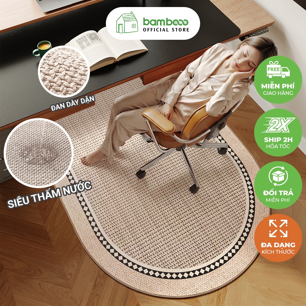 Thảm lót dưới ghế chống xước sàn BAMBOOO ECO 2026 chống trượt, chống mài mòn, bảo vệ sàn, êm chân
