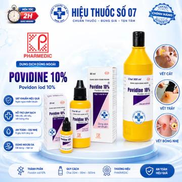 Dung dịch sát trùng phẫu thuật Povidine giúp sát trùng, sát khuẩn vết thương