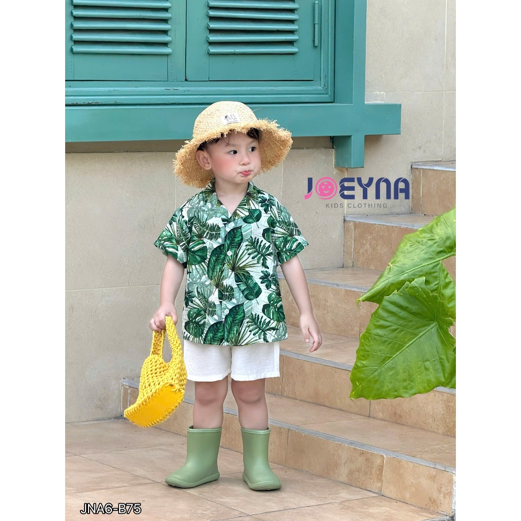 Bộ đi biển Joeyna B75 họa tiết hoa lá xanh 8-24kg