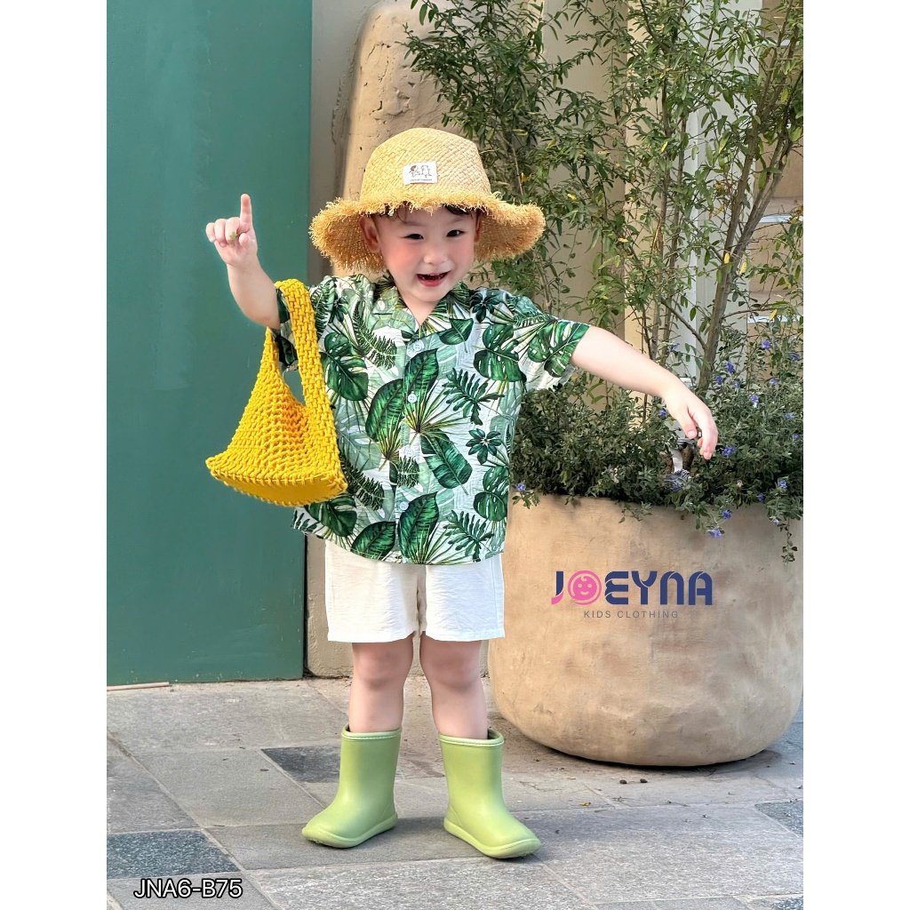 Bộ đi biển Joeyna B75 họa tiết hoa lá xanh 8-24kg