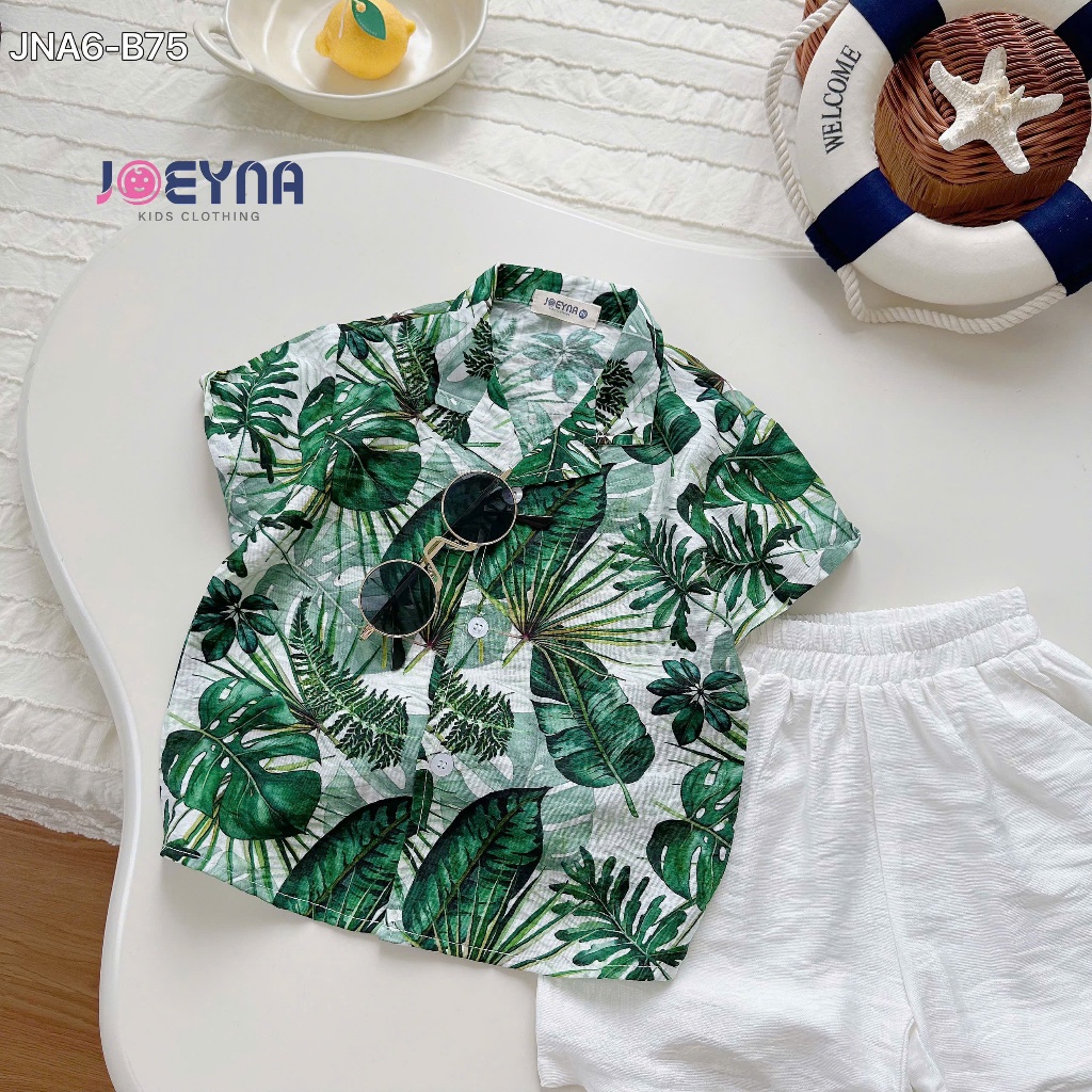 Bộ đi biển Joeyna B75 họa tiết hoa lá xanh 8-24kg