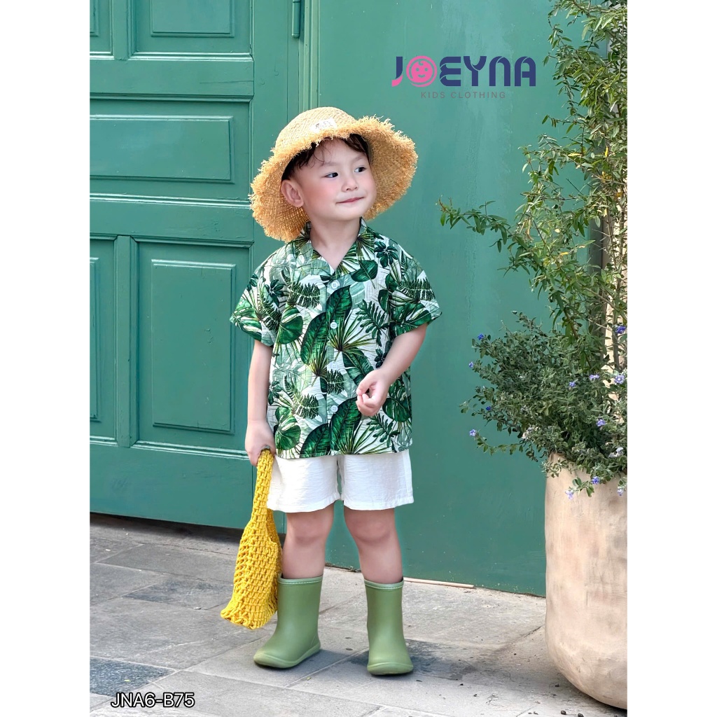 Bộ đi biển Joeyna B75 họa tiết hoa lá xanh 8-24kg