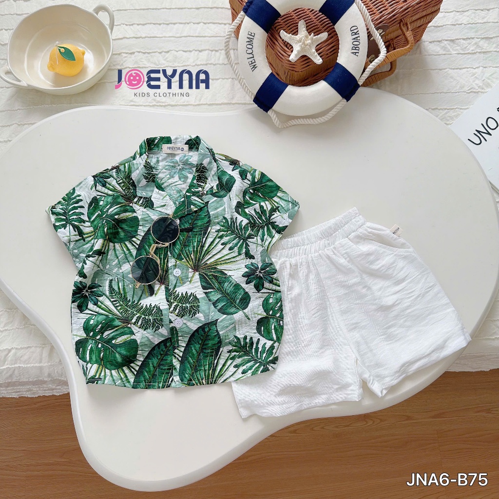 Bộ đi biển Joeyna B75 họa tiết hoa lá xanh 8-24kg