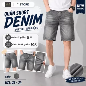 Quần Short Jean Nam Xám Co Giãn, Vải Denim Cotton Cao Cấp, Form Đẹp Dễ Phối Đồ