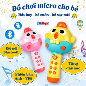 Micro Gà Con Cho Bé ToysLit Tiếng Việt Hát Karaoke Giáo Dục Sớm Bluetooth Đa Năng Sạc Được