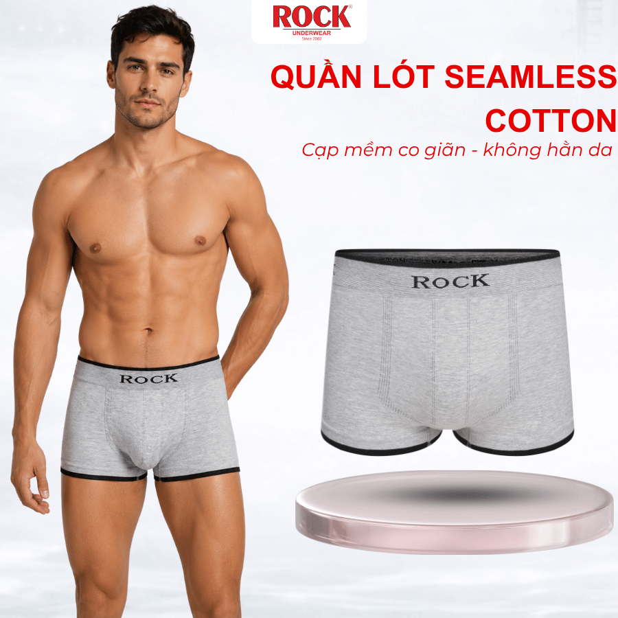 Quần Lót Nam Boxer Seamless ROCK QA516 Cotton Không Đường May Cao Cấp, Boxer Thấm Hút Mồ Hôi, Thoáng Mát Ngày Hè