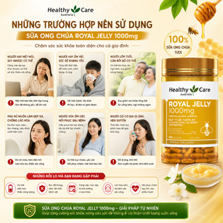 [NHẬP KHẨU] Sữa ong chúa Healthy Care Royal Jelly 1000mg 365 viên chống lão hóa và điều hoà nội tiết