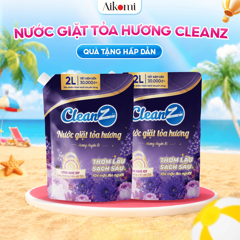 Combo 2 Túi Nước Giặt Tỏa Hương CleanZ Hương Huyền Bí Siêu Sạch, Lưu Hương Thơm Lâu Dài 2L