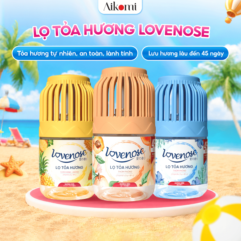 Combo 3 Lọ tỏa hương Lovenose hương thơm tự nhiên dễ chịu khử mùi sáp thơm phòng thế hệ mới 45 ngày