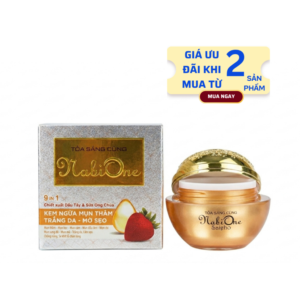Kem Mụn Ngừa Dị Ứng Se Khít Lỗ Chân Lông NabiOne 9in1 Chống Nắng Dưỡng Trắng Mịn Da