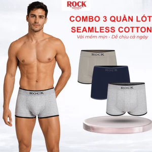 Combo 3 Quần Sịp Đùi Nam ROCK QA516 Seamless Không Đường May, Quần Xì Nam Boxer Thấm Hút Mồ Hôi Tốt