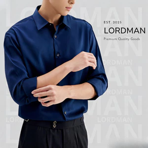 Áo sơ mi nam công sở áo sơ mi nam hàn quốc LORDMAN màu trắng xám đen tay dài vải lụa chống nhăn thấm hút mồ hôi tốt