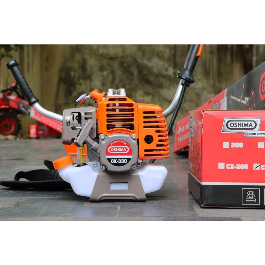 Máy cắt cỏ Oshima CX330 Tiết Kiệm 15% Nhiên Liệu, Cam-xám, Cần chết, 2 Thì 32.6cc 900W, BH 12 tháng