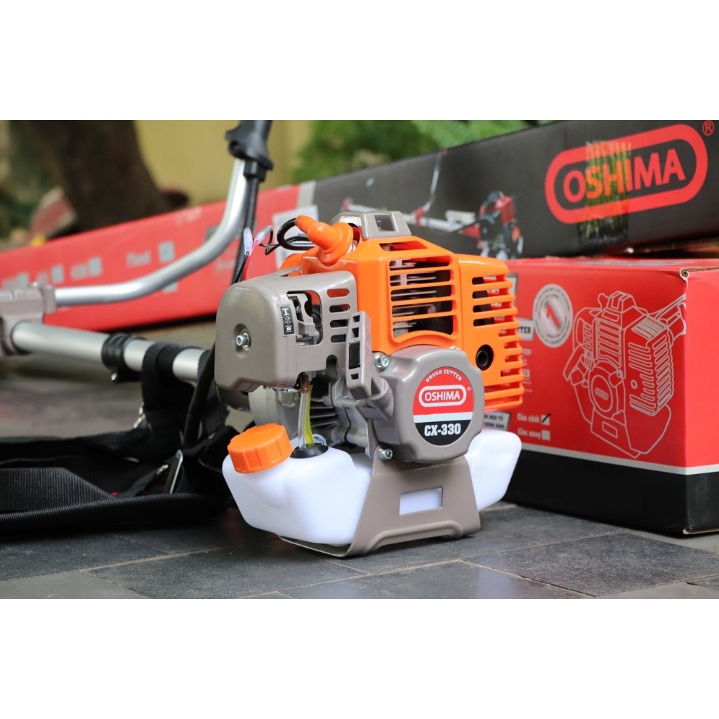 Máy cắt cỏ Oshima CX330 Tiết Kiệm 15% Nhiên Liệu, Cam-xám, Cần chết, 2 Thì 32.6cc 900W, BH 12 tháng