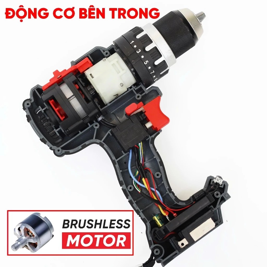 Máy khoan pin 3 chức năng BOSSUN M21B-ID1380BL Lực xoắn 80Nm, Đầu Autolock 13mm, Không chổi than