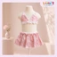 Đồ Bơi Bé Gái 2 Mảnh Bikini Màu Hồng Hoạ Tiết Hoa Thêu Nổi Dễ Thương Cho Bé Đi Biển - Liena’s Closet