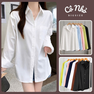 Áo Sơ Mi Bigsize Nữ Tay Dài Form Rộng Ulzzang Hàn Quốc Khoác Ngoài Vải Lụa Ít Nhăn SM20