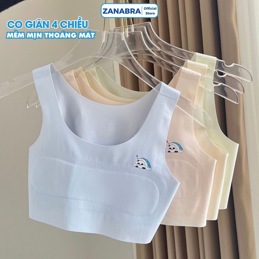 Áo lá bé gái không gọng chất su mát mịn - Áo lót học sinh mút mỏng đính liền không xê dịch ZANABRA B8999