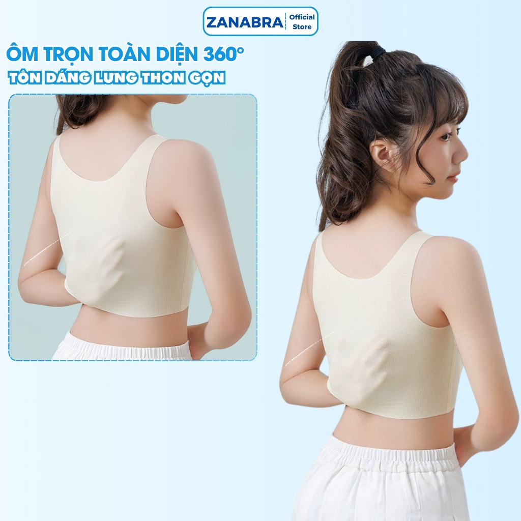 Áo lá bé gái không gọng chất su mát mịn - Áo lót học sinh mút mỏng đính liền không xê dịch ZANABRA B8999