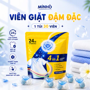 Túi 30 Viên giặt Minho đậm đặc 4in1 thơm lâu 24h, tiện lợi, không cần đong đếm