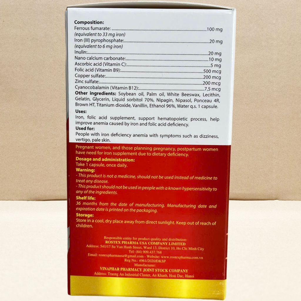 Combo 2 Hộp (3M) Fevitt Nano Chữ Đỏ 100 Viên - Rostex - Vinaphar - Vitamin Chữa Lành