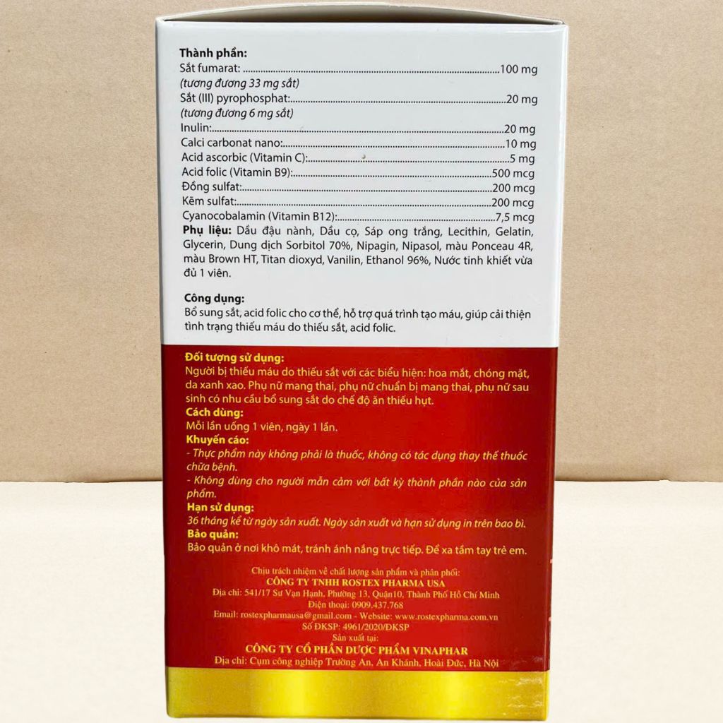 Combo 2 Hộp (3M) Fevitt Nano Chữ Đỏ 100 Viên - Rostex - Vinaphar - Vitamin Chữa Lành