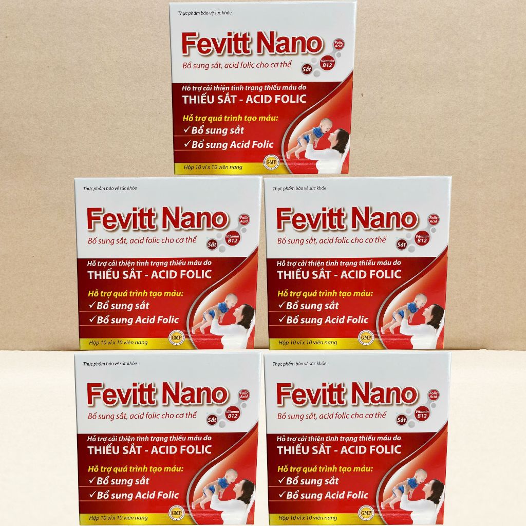 Combo 5 Hộp (3M) Fevitt Nano Chữ Đỏ 100 Viên - Rostex - Vinaphar - Vitamin Chữa Lành