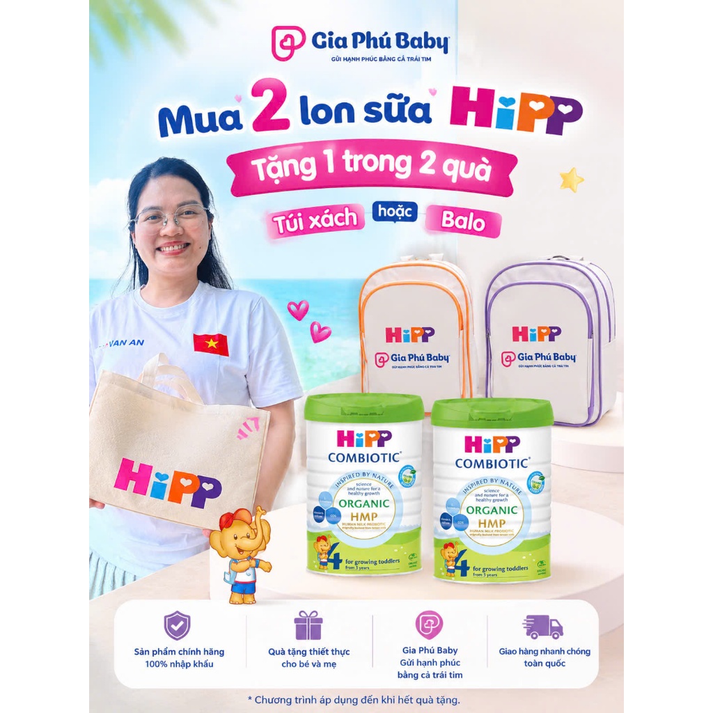Sữa Bột Hipp Organic Combiotic Sữa Công Thức Hỗ Trợ Tiêu Hóa Lon 800g.