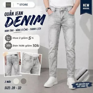 Quần jean nam dài - Quần bò dài màu xám tro cao cấp vải DENIM co dãn fom slimfit ,dễ phối đồ