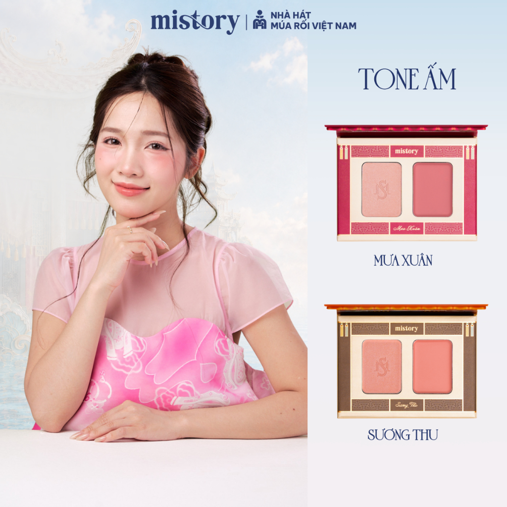 Phấn má hồng 4in1 Mistory Vũ Khúc Thủy Đình hiệu ứng căng bóng sáng da 6g