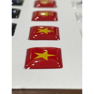 Tem nhựa Việt Nam epoxy nổi dán xe ô tô hình lá cờ Việt Nam, chống trầy xước.
