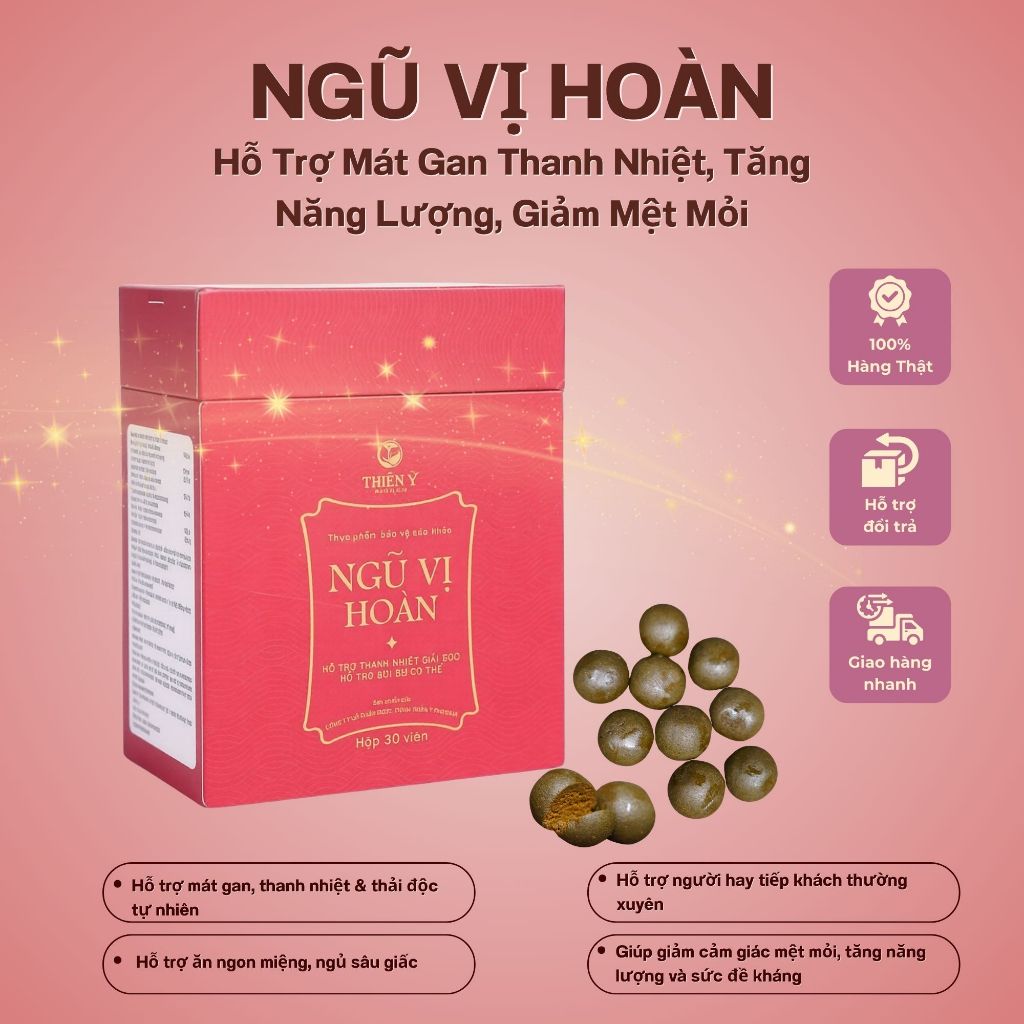Ngũ Vị Hoàn - Hỗ Trợ Mát Gan Thanh Nhiệt, Tăng Năng Lượng, Giảm Mệt Mỏi - Thiên Ý Pharma